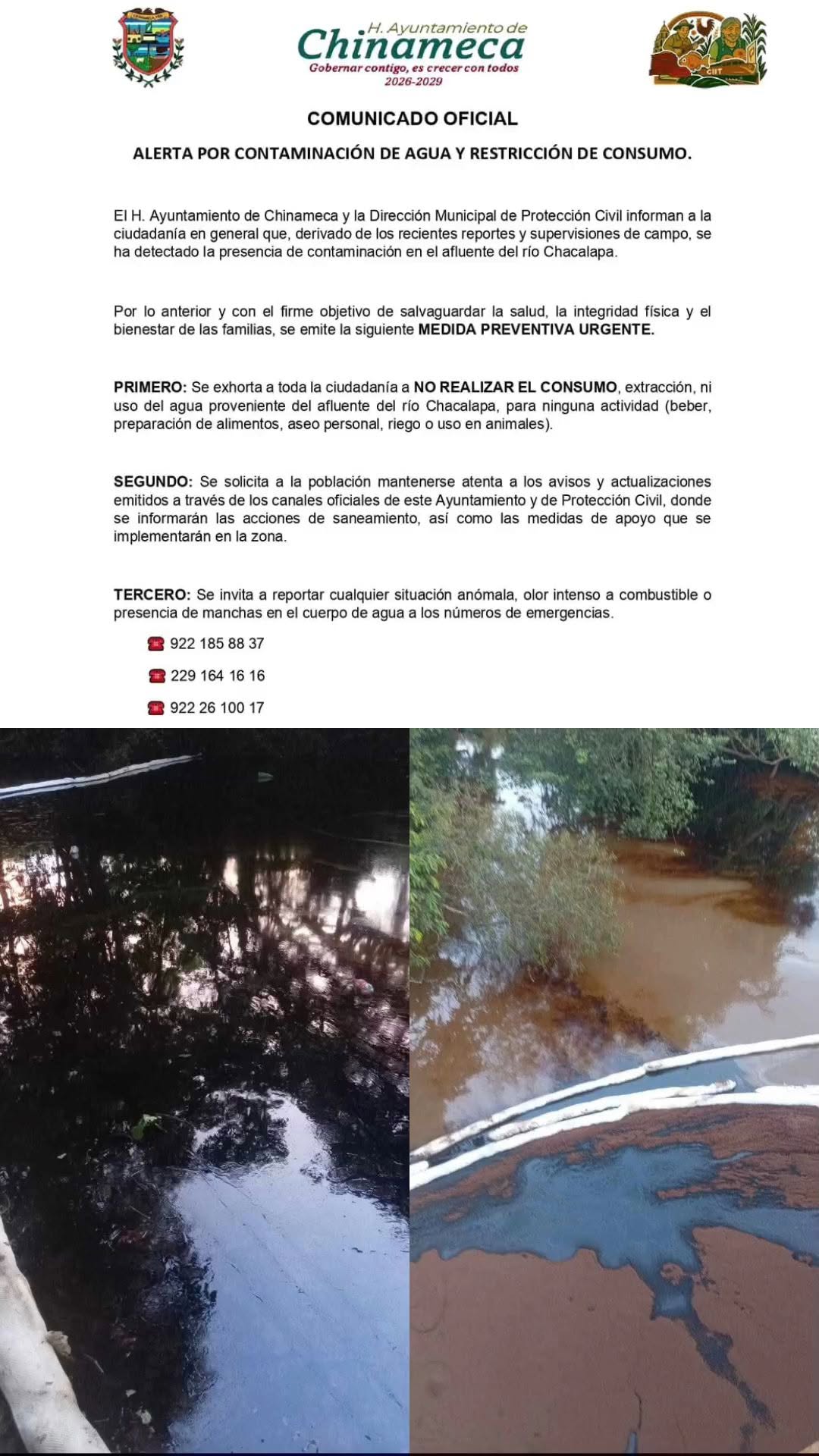 Alertan por contaminación en el arroyo Chacalapa; prohíben utilizar el agua