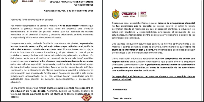 Menores no estuvieron en riesgo tras ingreso de padre armado con arco en primaria