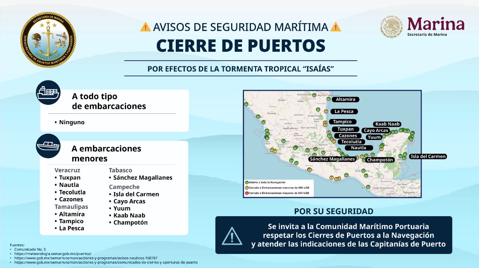 Tormenta tropical Isaías mantiene alerta en costas del Golfo de México